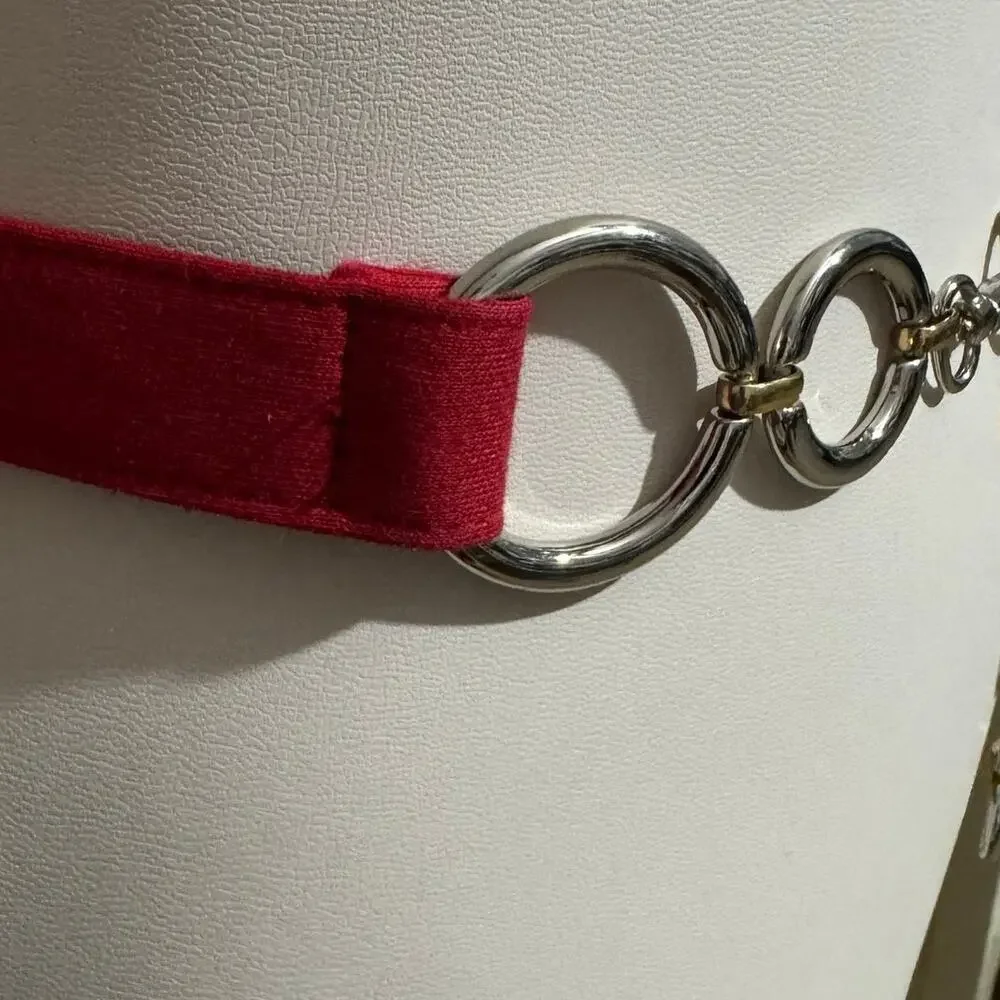 Vintage 1990s Red Strap Silver Gold Loop Chain Belt Womens Size Large Canada